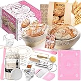 RYTOXILO Sourdough Starter Kit, 18 Pcs Sour Dough Bread Baking Supplies Kits for Beginners with 34 Oz Glass Starter Jar, Complete Bread Making Set with Banneton Proofing Basket, Baking Accessories