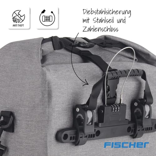 FISCHER Gepäckträgertasche Plus Cita, Fahrradtasche, wasserdicht, schwarz, Volumen 30 Liter