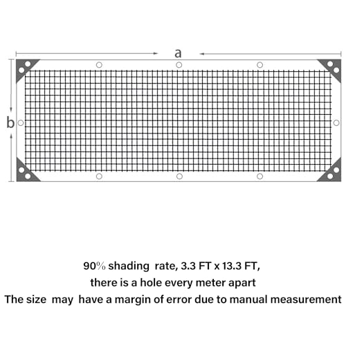 Image of winemana 90% Black Shade Cloth, 3.3 x 13.3 FT Mesh Tarp for Garden Greenhouse Patio, Plants Heat Protection, Outdoor Sun Shade Cover, Resistant Netting Screen with Grommets for Growing Chicken Coop