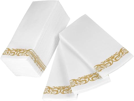 100Pcs Disposable Gold Napkins Elegant and Gold Paper Serviettes for Weddings Birthdays and Bridal Showers Disposable Hand Towels for Parties and Events