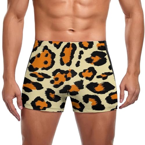 Maillot de bain slip léopard brun pour homme style boxer