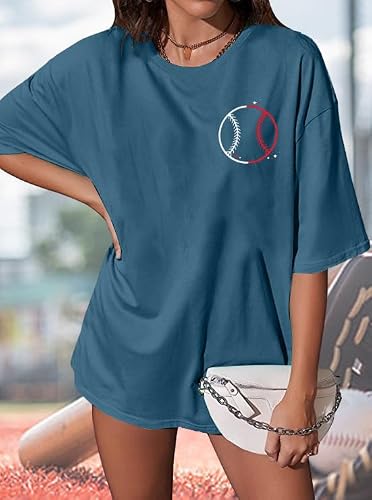 Baseball Shirts Women Oversized: Baseball Mom Tshirt Hey Batter Batter Swing Graphic Tee Ballparks Tops Blue — view 2