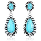 【Natürlicher Türkis】: Diese winzigen Türkis-Ohrringe sind so zart und schön, sie sind die Go-to-Ohrringe für das tägliche Tragen. Der Anhänger ist mit natürlichem Türkis besetzt, echter Türkis entspannt den Geist, reduziert Stress, kann vor negativer Energie geschützt werden und bringt Glück.