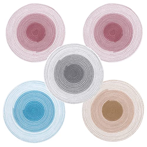 Geflochtene Platzsets 5 Stück Abwaschbar Rund Platzsets Baumwolle Runde Platzsets Hitzebeständig Gewebte Tischsets Tischsets Baumwolle Hitzebeständig rutschfest Platzdeckchen für Küche Speisetisch Cover