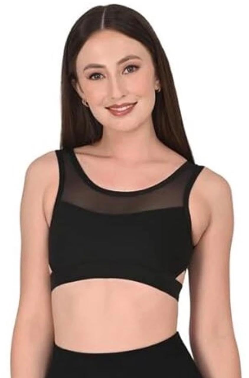 Women Polyester Spandex High Impact Sports Bra Longline Fitness Criss Cross Back Crop Tops with Non Adjustable Strap for Gym, Yoga & Workout.-image-13