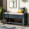 Knocbel Entry Storage Bench Shoes Rack with Cushioned Seat 2 Drawers Slatted Shelf Living Room Entryway Hallway Foyer Shoe Bench Bedroom End of Bed Bench 220lbs Weight Capacity Antique Navy