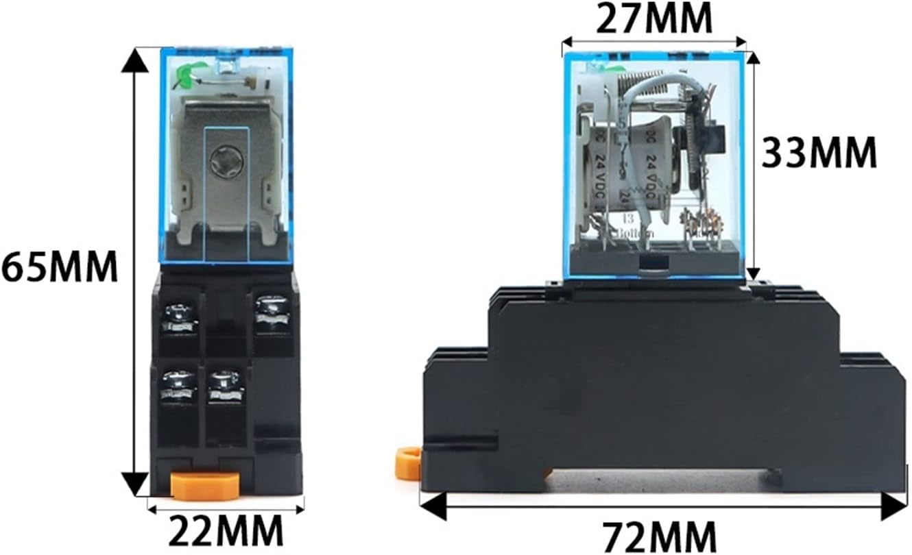 MY2NJ MY3NJ MY4NJ DIN Rail Small Electromagnetic Relay Coil Power DC12V DC24V AC24V AC110V AC220V with Socket Base 2NO 2NC(10pcs My2nj,AC 380V)