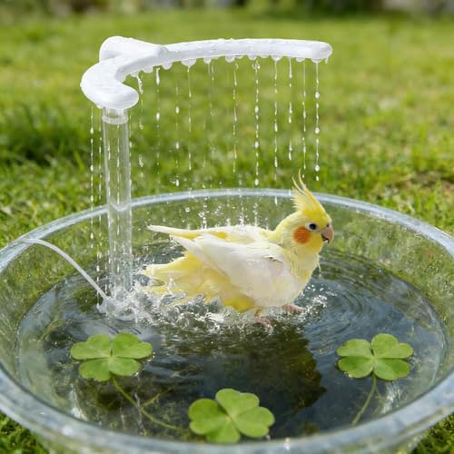 Bathtub Accessories - Automatic Bird Shower Head, Fountain Bath | Cage Pet Pool Toy for Parakeets Lovebirds Cockatiels Budgies Quakers Indoor Outdoor Small Medium Birds Hygiene Cleaning Water - Image 6