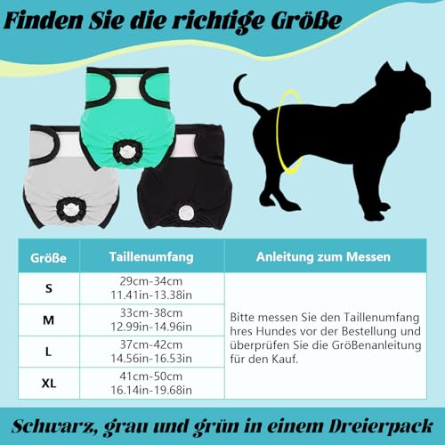 3 Stück Wiederverwendbare Hundewindeln für Hündinnen Set, Hygienische Hundewindeln, hoch absorbierend mit zweifacher Anpassung, hundewindeln für Hündinnen