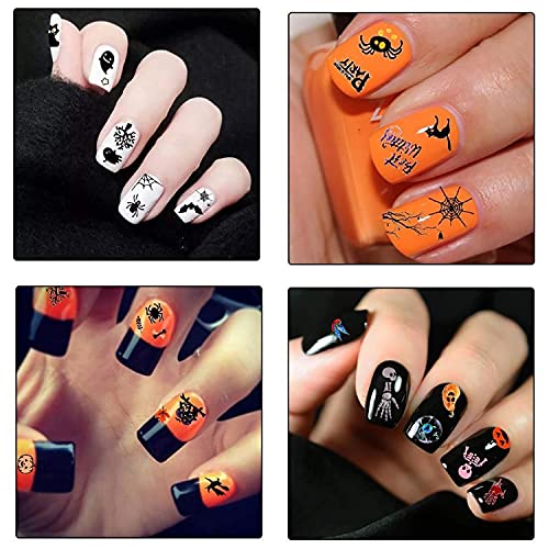 12 Nagelsticker Halloween Selbstklebende Nagelsticker, Halloween 3D Nagelsticker 3D, einschließlich Kürbis / Spinnennetz… – Bild 3