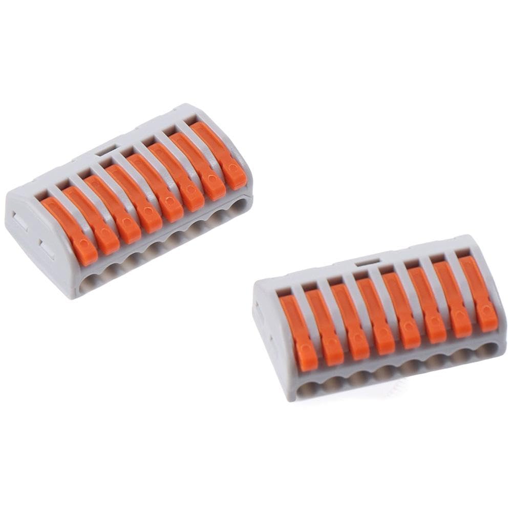 SHUATI 10Pcs Classified Conductor, Useful Compact Terminal, PCT-218 Cable Connect, Tie Rod Nut, Orange 8-Port Wire Connector for Quick Connect