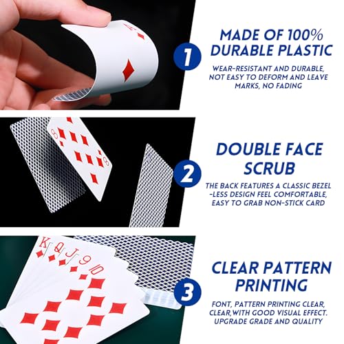 Bogoro Plastik Standard Spielkarten,2 Kartendecks,Pokerkarten Plastik Kartenspiel,Kartendeck Pokerkarten Plastik,Professionelle Plastik Pokerkarten für Blackjack, Canasta Kartenspiel – Bild 4