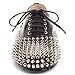 XYD Women Chic Spiked Rivet Studded Oxford Shoes Round Toe Lace Up Low Heel Walking Dress Shoes Size 8 Black