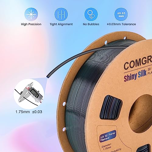 Image of Comgrow Rainbow Colors Silk PLA 3D Printer Filament, PLA Filament 1.75mm, Dimensional Accuracy + /- 0.02 mm, 1KG Spool, Coextrusion 3D Filament with Shiny Silk Rainbow Universe