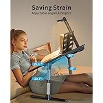 Laptop Bed Tray Desk with LED Desk Light, SAIJI Adjustable Laptop Stand for Bed, XX-Large PVC Leather Foldable Table with Book Stand,Wrist Rest, Extra Leg Room(Black) - Image 4