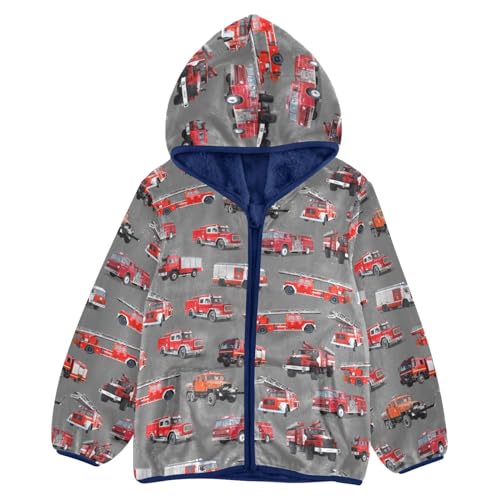 Image of Boys Fleece Jacket Hooded Autumn Winter Long Sleeve Thick Warm Outerwear;3-10 Years Kids Cute Fuzzy Jacket