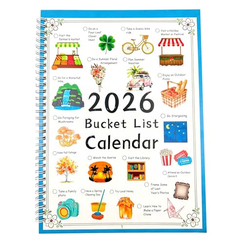 Calendario 2026 de lista de cubo de pared con actividades mensuales de 11.2x8.3 pulgadas