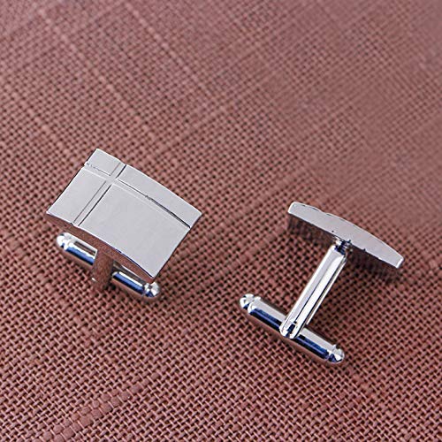 Mancuernillas Rectangulares Plateadas para Hombre miniatura 5