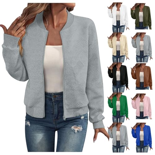 YCBMINGCAN Bomberjacke Damen Blouson Sommerjacke ohne Kapuze Jacke Leichte...