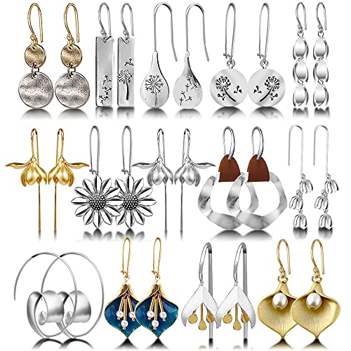 14 Pairs Vintage Bohemian Flower Drop Dangle Earrings,Boho Dangle Earrings Jewelry Set Fashion Gifts for Women Girls