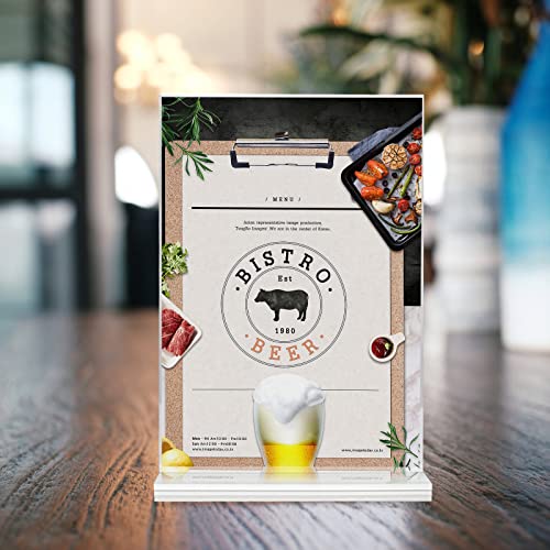 3 Pack Acrylic Sign Holder, 5 X 7 Inches Clear Table Menu Display Stand Desktop Display Stand Paper Holder Table Top Sign Holder Suitable For Restaurants, Office, Home, Store (3Pcs) #TOP5