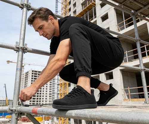 Image of LARNMERN Slip On Steel Toe Work Shoes Men's Slip Resistant Safety Sneaker Lightweight Comfortable Shoe