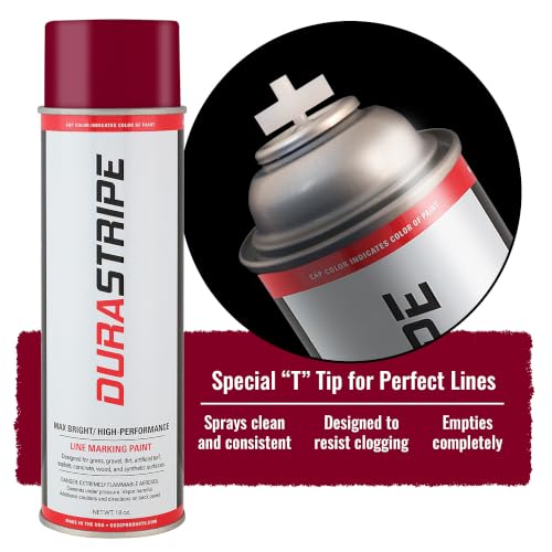 Image of Athletic Field Marking Paint - Case of 12 T-Tip Spray Cans, 18 oz Each - Bright, Durable Field Striping Paint. Several colors to choose from. (Burgundy)