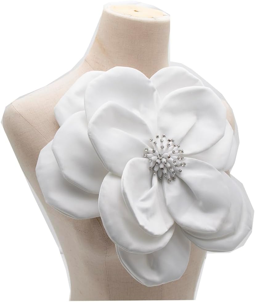 Large Plated Fabric Brooches Lapel Pins Chiffon Fabric Applique Brooches Big Flower Brooch Pin for Women Wedding Part Dance Clothes Accessories Jewelry