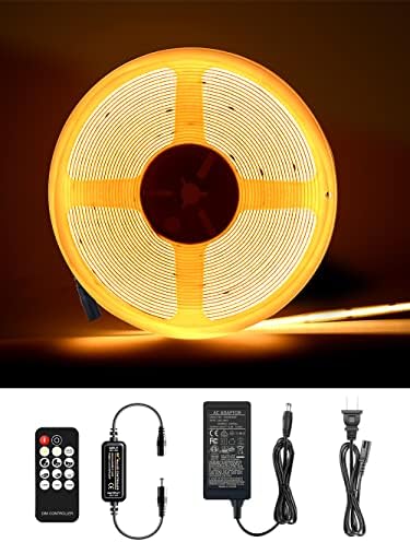 Pandery COB LED Strip Light 2700K Warm White, 32.8ft/10m Bright LED Tape Lights with Remote and UL-Listed Adapter, CRI90 Dimmable LED Ribbon for Home, Kitchen, Under Cabinet, Bedroom.