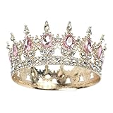 Rainway Corona d'oro, elegante e scintillante, per donne e ragazze, tiara principessa corona, corona da sposa principessa, corona per compleanno, corona di compleanno per adulti, per le festività