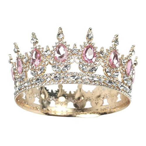 Rainway Corona d'oro, elegante e scintillante, per donne e ragazze, tiara principessa corona, corona da sposa principessa, corona per compleanno, corona di compleanno per adulti, per le festività