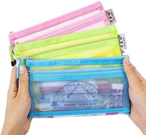 Miniatura 3 de 8 bolsas de malla con cremallera, bolsa organizadora de maquillaje cosmético de malla, bolsa de malla de viaje para cosméticos, suministros de