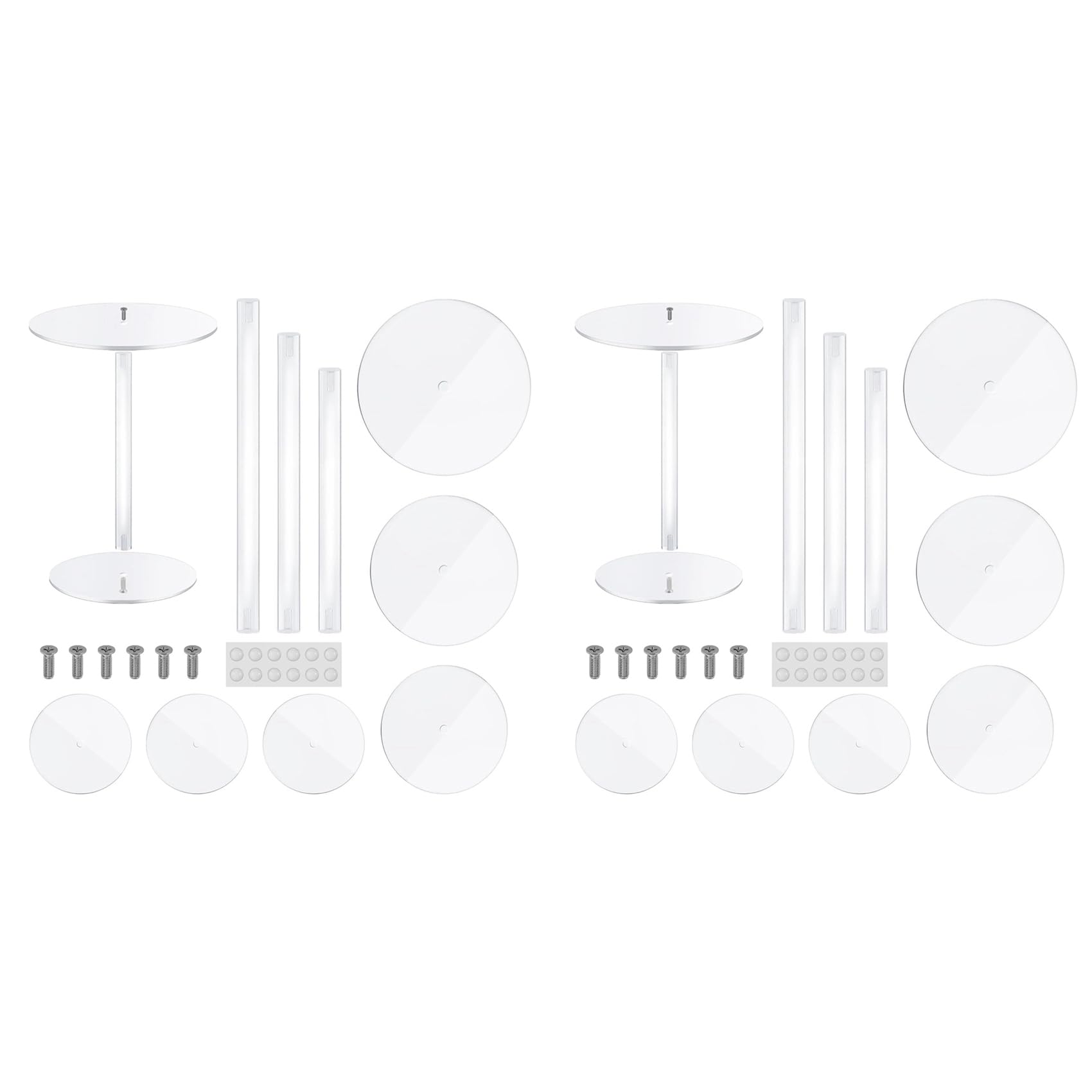 Vjsujehgy 2X Acrylic Cake Stand,Clear Cake Stand Round Tall Cake Stand for Dessert Table Display, for Wedding, Event