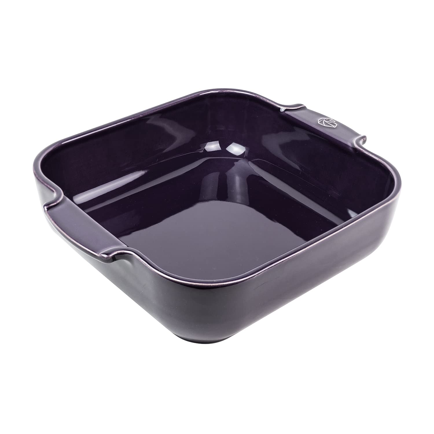PEUGEOT - Quadratische Auflaufform aus Keramik - 28 cm (inkl. Griffe) x 23,7 cm x 7,2 cm - Fassungsvermögen: 2,7 L - 10 Jahre Garantie - Auberginefarben
