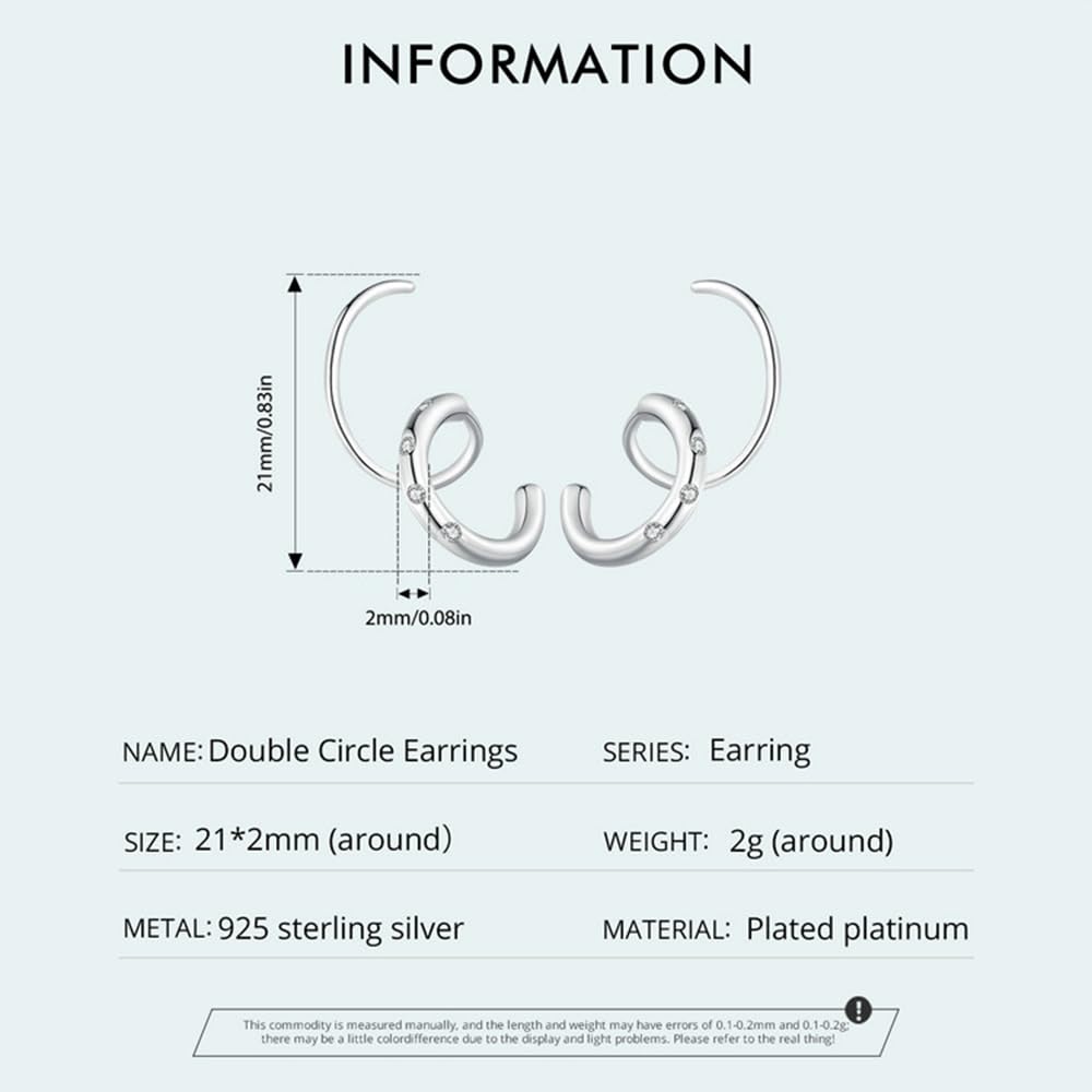 QHQQXN Spiral-Hoop-Twist-Doppelohrringe Silberne Helix-Spiralohrringe Doppelte Piercing-Ohrringe