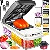 Mueller Vegetable Chopper Mandoline Slicer, Food Veggie Chopper, Cheese Grater, Onion Vegetable Cutter with Container, Dicer, Kitchen Gadgets & Essentials, White Sand/Grey