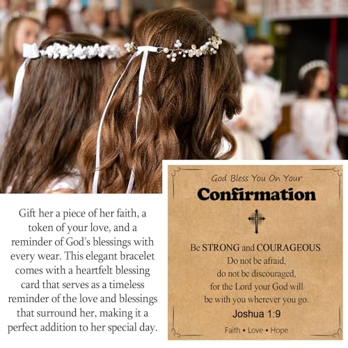 Image of Confirmation Gifts for Girls- Religious Cross Bracelet Christening Confirmation Decorations Jewelry Gifts for Kids Goddaughter Daughter Granddaughter