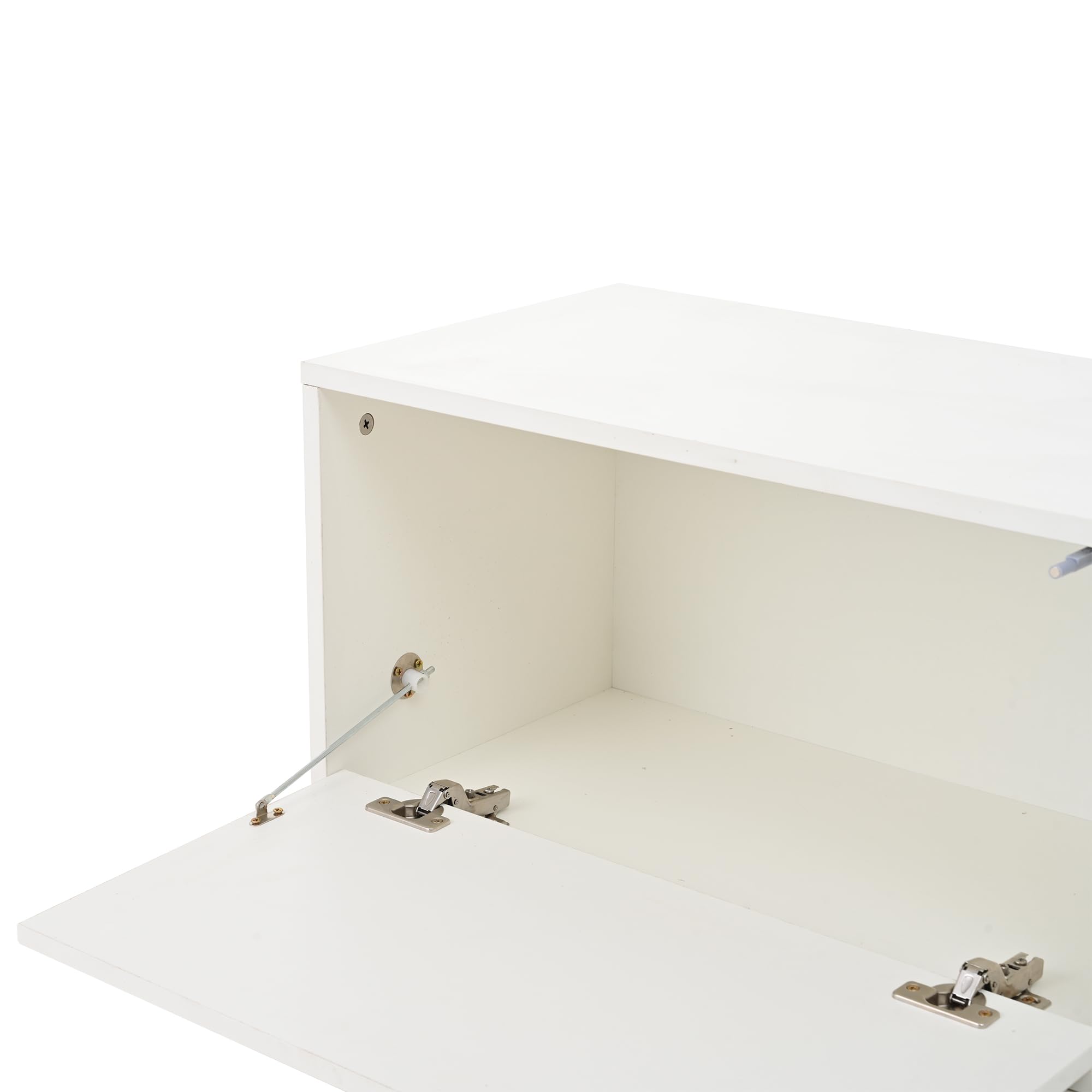 MURUL Set da parete per TV, 4 pezzi, 180 x 35 x 33,5 cm, bianco, con vetrine e supporto flessibile, per TV fino a 80 pollici