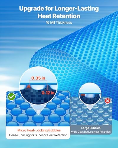 VEVOR Solar Pool Cover, 18 ft Round Pool Bubble Cover, 16 Mil Pools Solar Blanket with Bubble & PE Material, Daytime Heat Absorption, Nighttime Heat Retention, Heat Retaining Solars Covers, Blue - 2