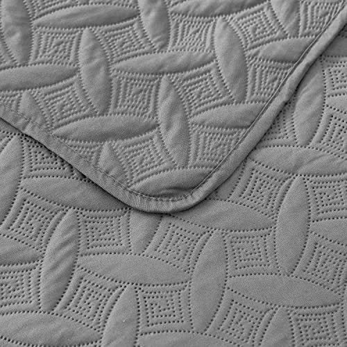 3 Piece Dark Grey Daybed Cover Set Twin Reversible Cozy Daybed Bedding Sets Double Sided Quilting Bedspread Coverlet Geometric Print Day Bed Cover All Season For Twin Bed With 2 Standard Shams,39"X75" #TOP5