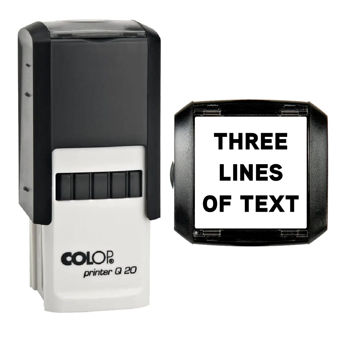 20mm Square - Premium Personalised Custom Made Self-Inking Business Company Address Rubber Ink Stamp (Three Lines of Text)