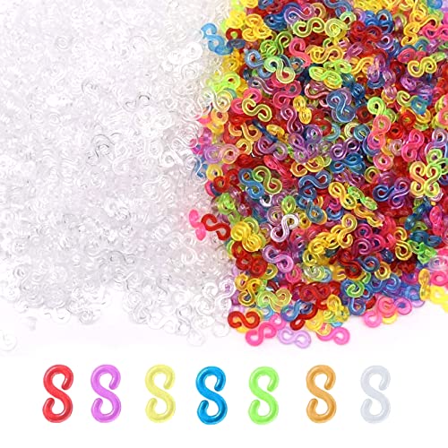 600pcs Loom Bands S Clips, S Clip Plastique Métier, Loom S Clips, Loom Bands Couleur Looms Clips, Solide et Durable, Flexible, pour Le Bricolage Loom Band Tissée Bracelet Collier, Loom Bands