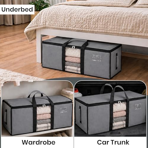 Image of Storite Jumbo Super-Size 78L Canvas Moisture Proof MultiPurpose Heavy Duty Storage Bag for Toys /Stationery /Blankets /Clothes /Moving Bag With Strong Reinforced Handles Rectangular Grey (84x26x36cm)