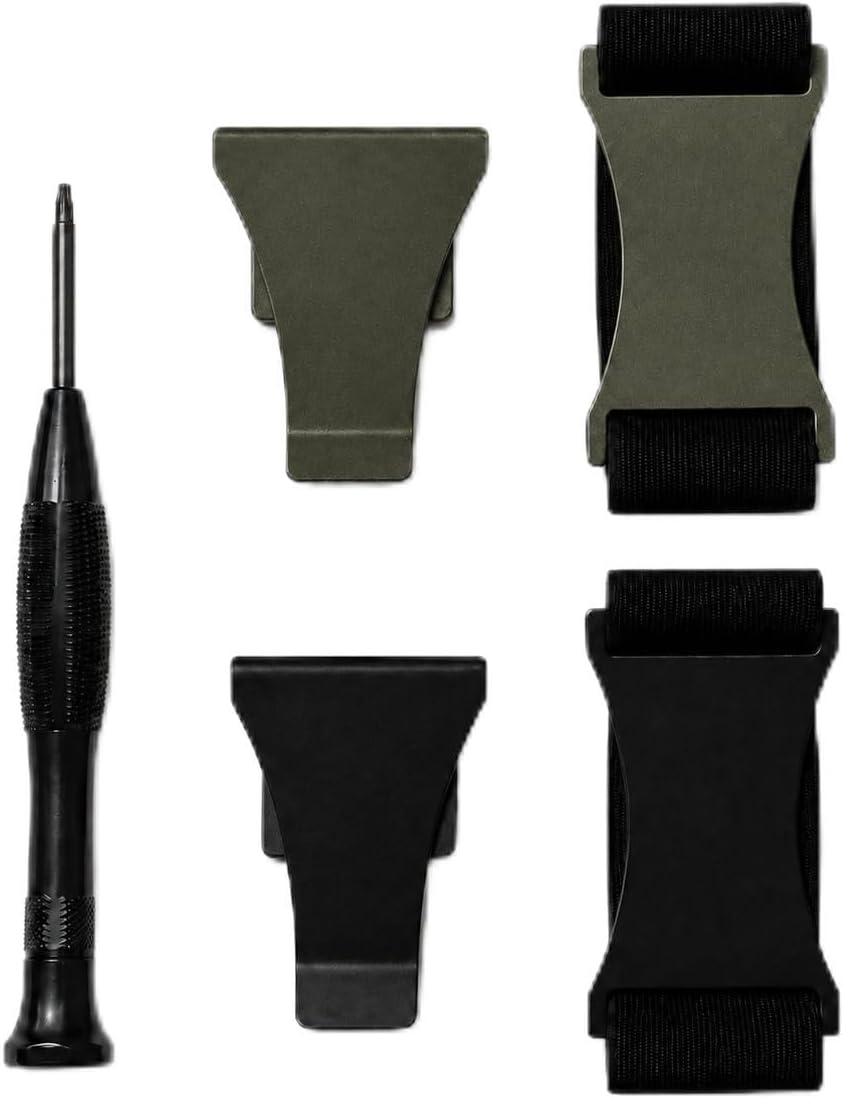 Accessories Kit for Ridge Wallet, Replacement Money Clip (Black, Army Green) & Cash Strap (Black, Army Green) with Torx Screwdriver & Screws - Minimalist Metal Wallet Refurbishment Kit