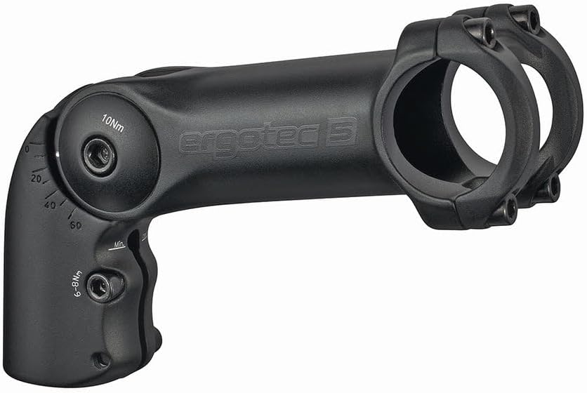 ergotec Stem Octopus XL, Ahead 50, 28.6mm Fork Clamp / 31.8mm Clamp, 50/135mm Actual Height Gain, 115/100mm Actual Height Gain, 41mm Clamp Height, 115mm Extension, Safety Level 5 | Black Sandblasted