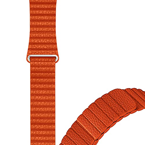 Image of ACM Watch Strap Magnetic Leather Loop 22mm Compatible with Honor Watch Gs3 Smartwatch Luxury Band Orange