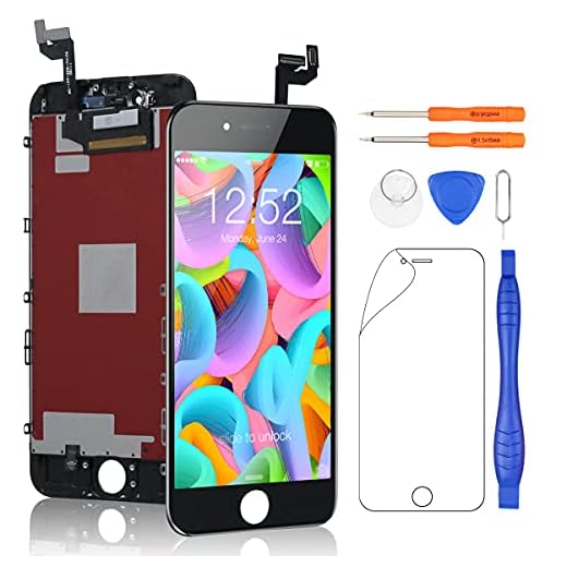 Yodoit Skärm för iPhone 6s LCD Display Pekskärm Glas 4,7" Svart, med Reparation Verktygssats