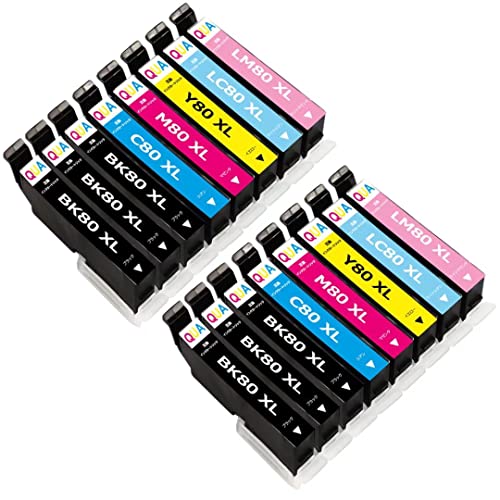 IC6CL80L 互換インクカートリッジ エプソン用 IC80L 80L さくらんぼ インク 6色セットx2+ICBK80L黒4本 対応機種:EP-707A / EP-708A / EP-777A / EP-807AB / EP-807AR / EP-807AW / EP-808AB / EP-808AR / EP-808AW / EP-907F / EP-977A3 / EP-978A3 / EP-979A3 / EP-982A3