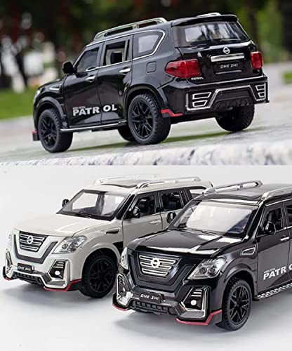 Image of DEOXY 1:24 Scale Nissan Patrol Die-Cast Metal Pullback Car Toy With 6 Openable Doors, Lights, And Sounds For Kids Boys And Girls Children, Black