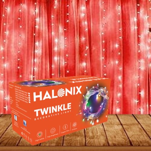 Halonix Twinkle 10M Red 46 LED Decorative String Light | Diwali Light | Fairy Light | Festival Light | Curtain Light for Decoration | Perfect led Light for Diwali, Christmas, and Other Occasions